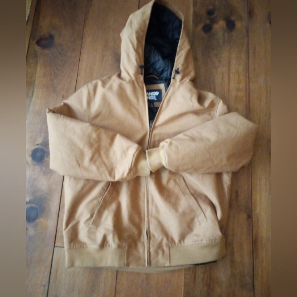 Men's OEKO-TEX LANDS END Hooded Work Jacket, Size L.